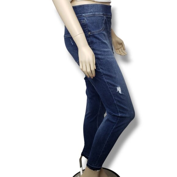 Spanx Distressed Ankle Skinny Jeans Womens Large Released Hem Fray‎ Pull On - Picture 3 of 10